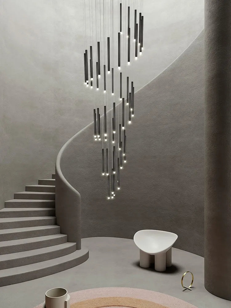lustre escalier minimaliste moderne duplex rotatif personnalité créative - vue 4 sur 12