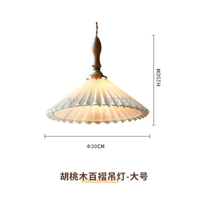 lustre plissé rétro japonais en noyer nordique pour intérieur - vue 13 sur 14