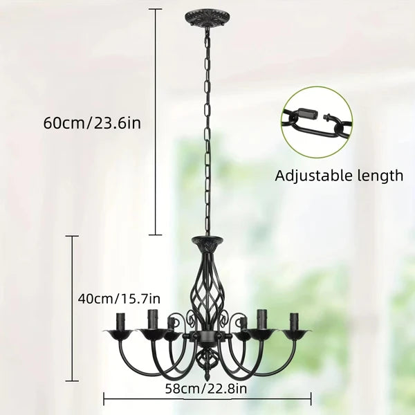 lustre vintage en fer forgé suspension en métal noir
