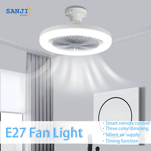 plafonnier led intelligent avec ventilateur et télécommande - vue 3 sur 4
