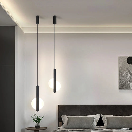 suspension led modernes avec appliques acryliques - vue 6 sur 8