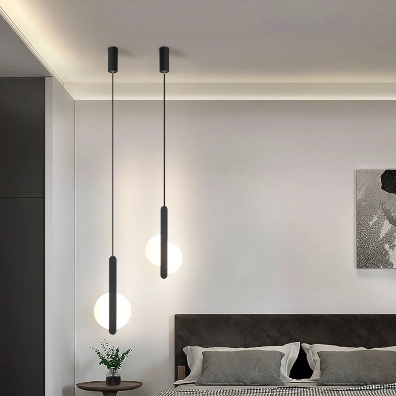 suspension led modernes avec appliques acryliques - vue 5 sur 8