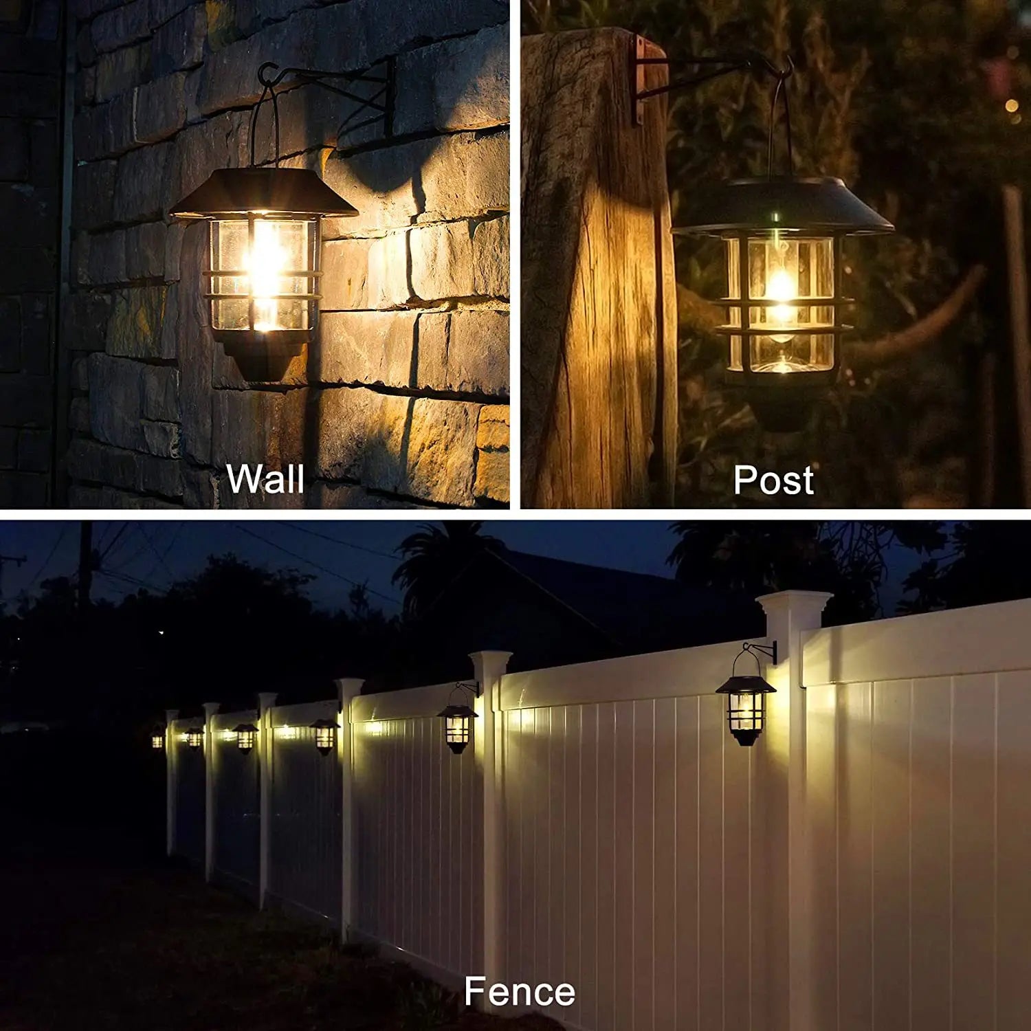 lampe solaire rétro murale vintage en métal étanche pour jardin et extérieur - vue 2 sur 7