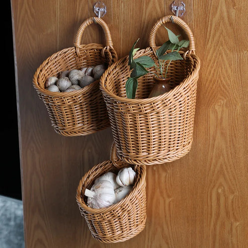 panier de rangement tissé à suspendre mural portable