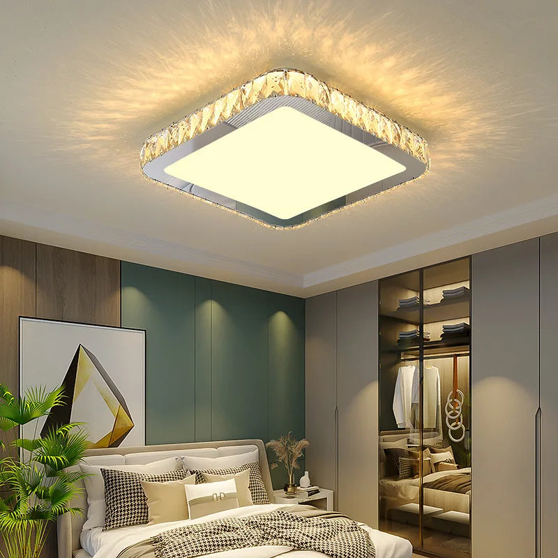plafonnier led rond en cristal k9 design nordique luxueux romantique et chaleureux - vue 3 sur 28