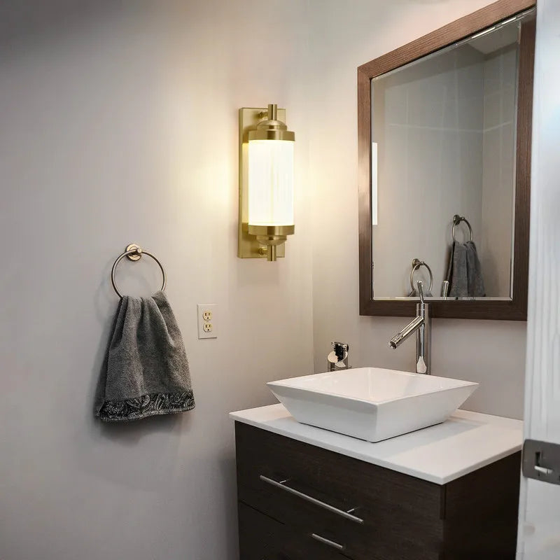 applique murale led en cristal doré pour miroir frontal - vue 5 sur 8