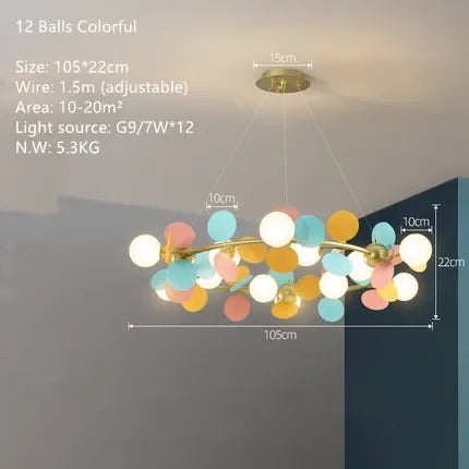 lustre moderne en verre design raisin doré luminaires suspendus
