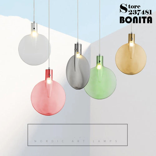 suspension en verre abat-jour raquette tennis design moderne lumineux - vue 3 sur 10