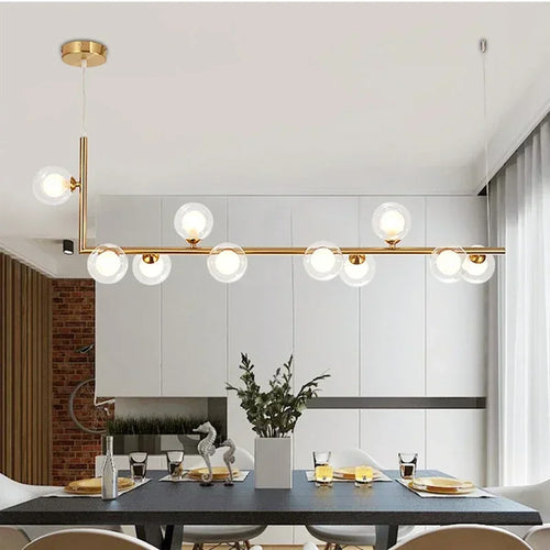 Kitchen Island Ceiling Chandelier Dining Table Glass Pendant Lamp Led Suspension Luminaire Hanging Light - vue 5 sur 14