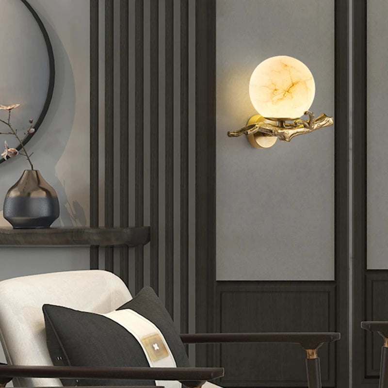 applique murale en cuivre et marbre naturel design élégant pour intérieur - vue 2 sur 7