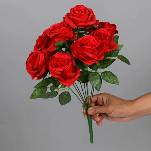 bouquet de roses artificielles en soie pour décoration intérieure - vue 12 sur 15