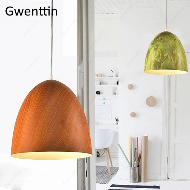 suspension moderne en imitation bois pour intérieur décoratif - vue 6 sur 9