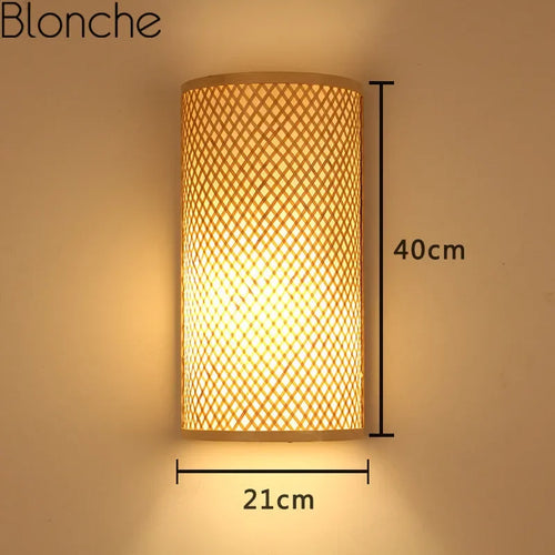Appliques murales traditionnelles en bambou applique murale rétro pour chambre couloir hôtel Restaurant décor luminaires Luminaire tissé à la main - vue 4 sur 5