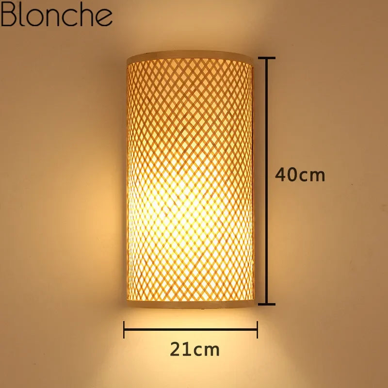 Appliques murales traditionnelles en bambou applique murale rétro pour chambre couloir hôtel Restaurant décor luminaires Luminaire tissé à la main - vue 4 sur 5
