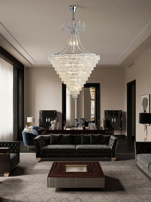 lustre en cristal chrome pour éclairage intérieur élégant - vue 4 sur 11