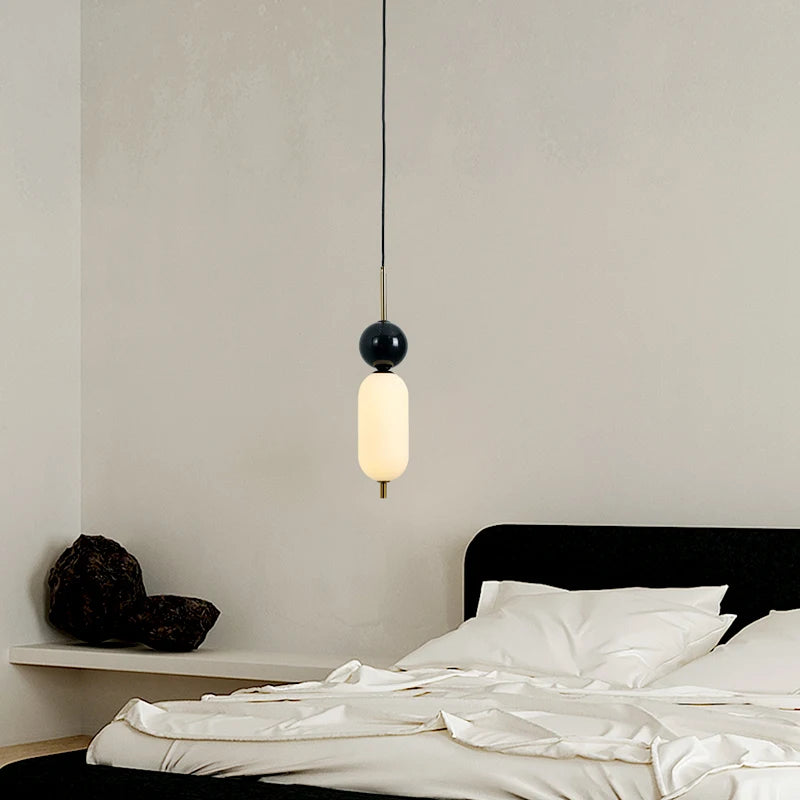lustre led en boule de marbre naturel avec fil réglable - vue 3 sur 7