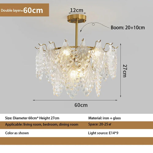 lustre en verre de luxe pour décoration intérieure romantique - vue 12 sur 13