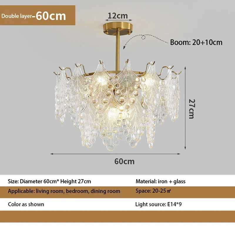 lustre en verre de luxe pour décoration intérieure romantique - vue 12 sur 13