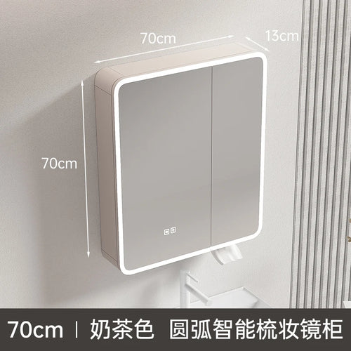 armoire circulaire en aluminium avec miroir éclairage intelligent et rangement - vue 11 sur 32