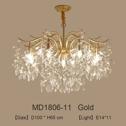 lustre nordique led en cristal de luxe décoration - vue 12 sur 14