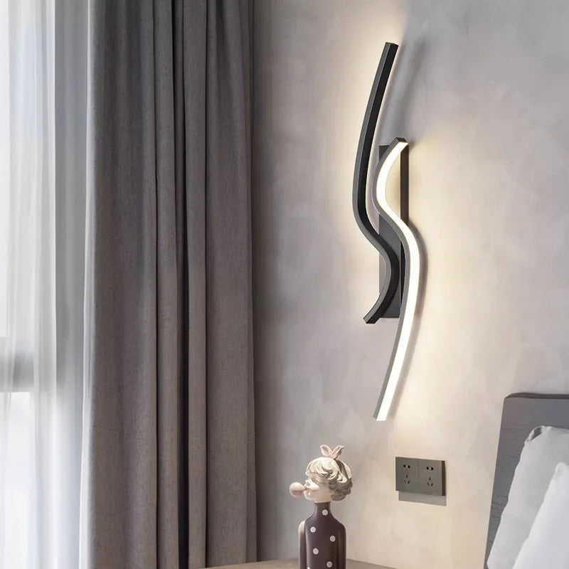 applique murale LED moderne pour salon TV fond allée chambre chevet - vue 2 sur 12