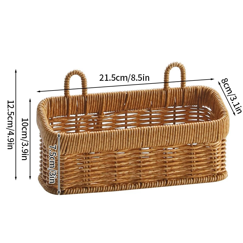 panier en osier mural organisateur de rangement tissé pour légumes - vue 13 sur 16