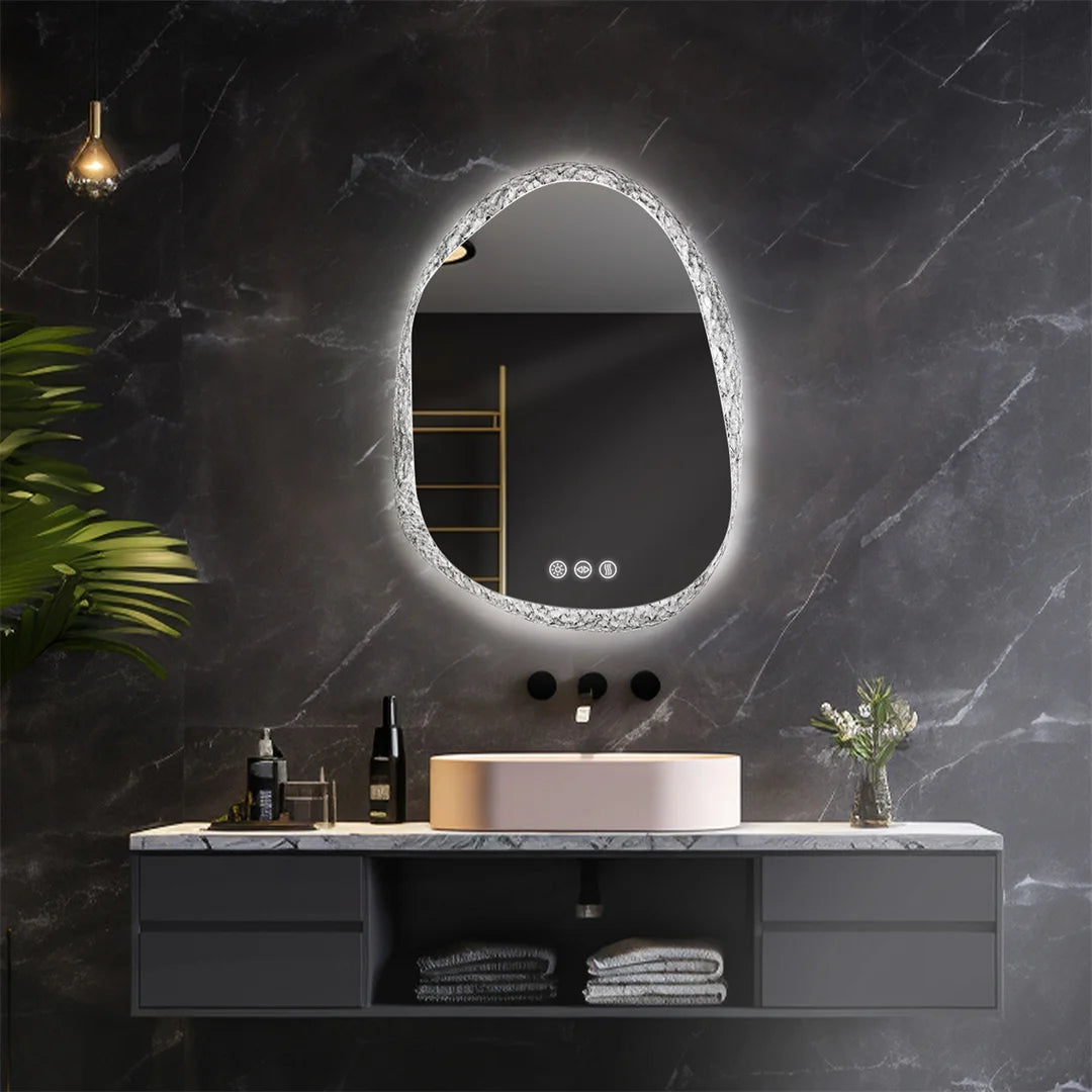 miroir sans cadre avec éclairage led et capteurs tactiles - vue 6 sur 9