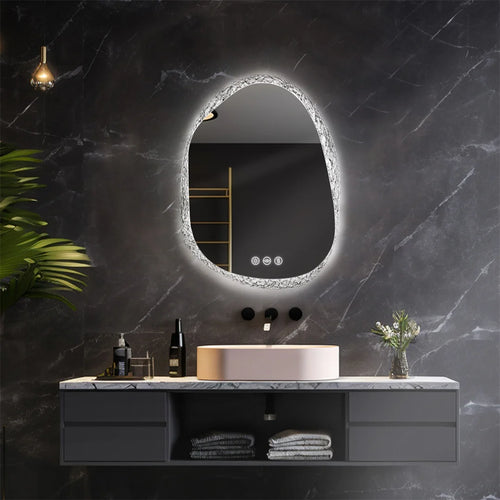 miroir sans cadre avec éclairage led et capteurs tactiles - vue 6 sur 9