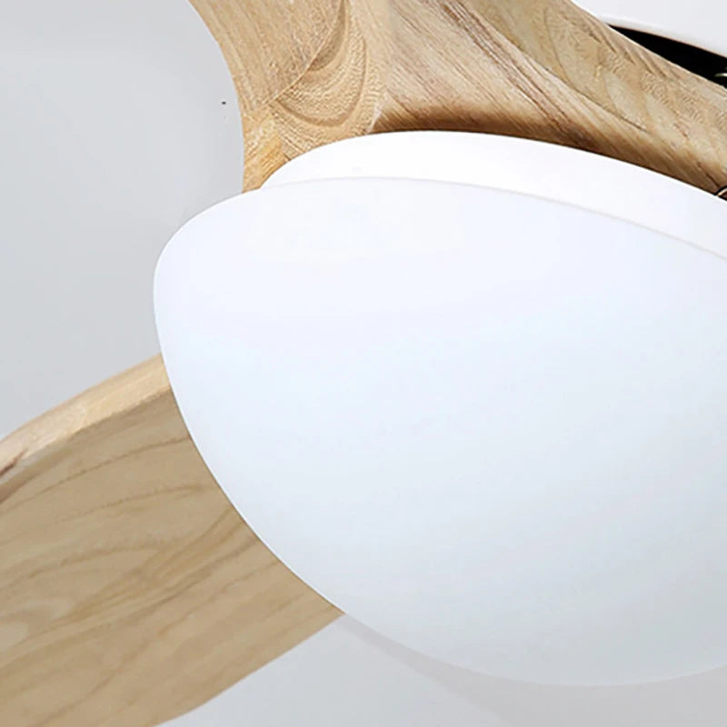 ventilateur de plafond nordique à lumière télécommandée en bois et métal - vue 5 sur 12