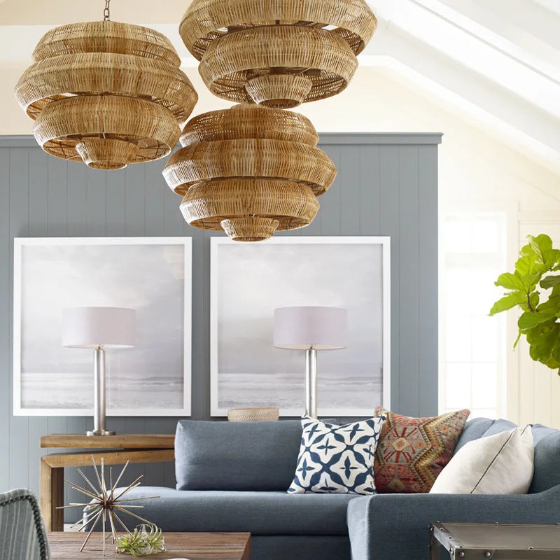 Suspension Bohemian Style Rattan Art en rotin - vue 5 sur 11