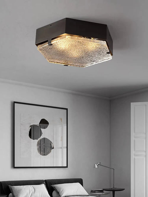 plafonnier en cuivre luxe design en verre ondulé pour intérieur moderne - vue 3 sur 7