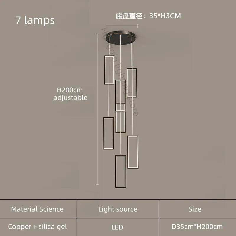 lustre moderne en cuivre avec éclairage LED design élégant - vue 20 sur 24