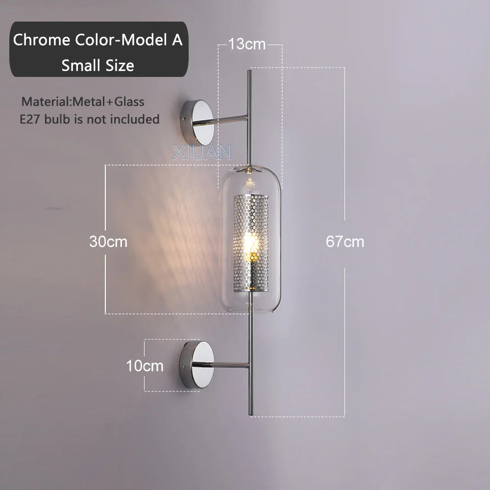 American Industrial Wall Lamps Clear Glass Wall Light Iron Metal Cage Living Room Decorative Wall Light Hallway Entrance Aisle - vue 11 sur 14