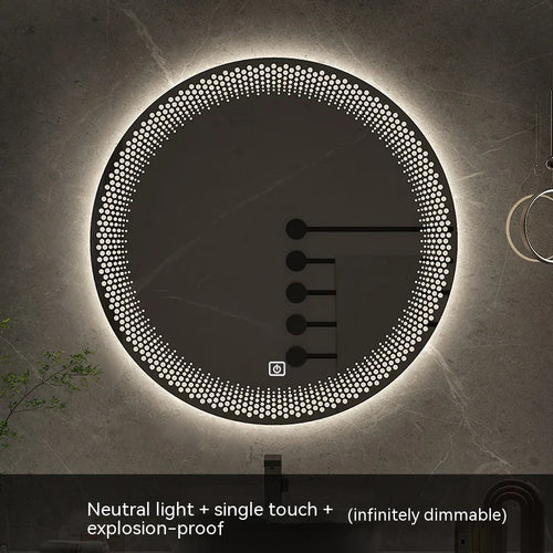 miroir rond à led avec rétroéclairage réglable et antibuée intelligent - vue 18 sur 25
