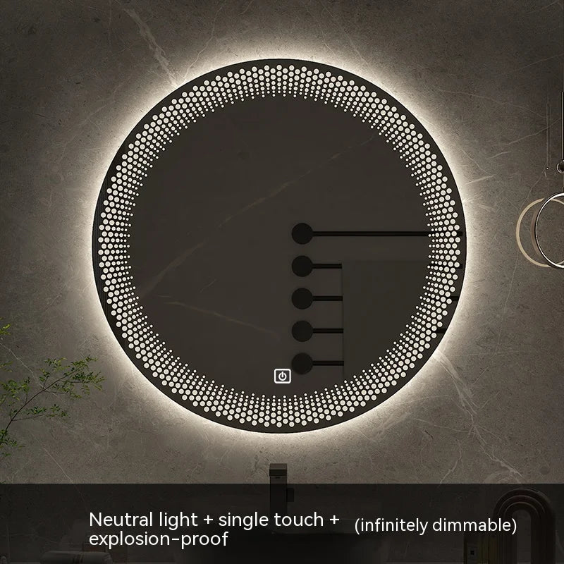 miroir rond à led avec rétroéclairage réglable et antibuée intelligent - vue 17 sur 25