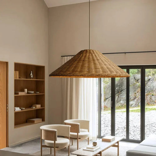 suspension vintage en rotin fait main pour éclairage intérieur - vue 5 sur 16