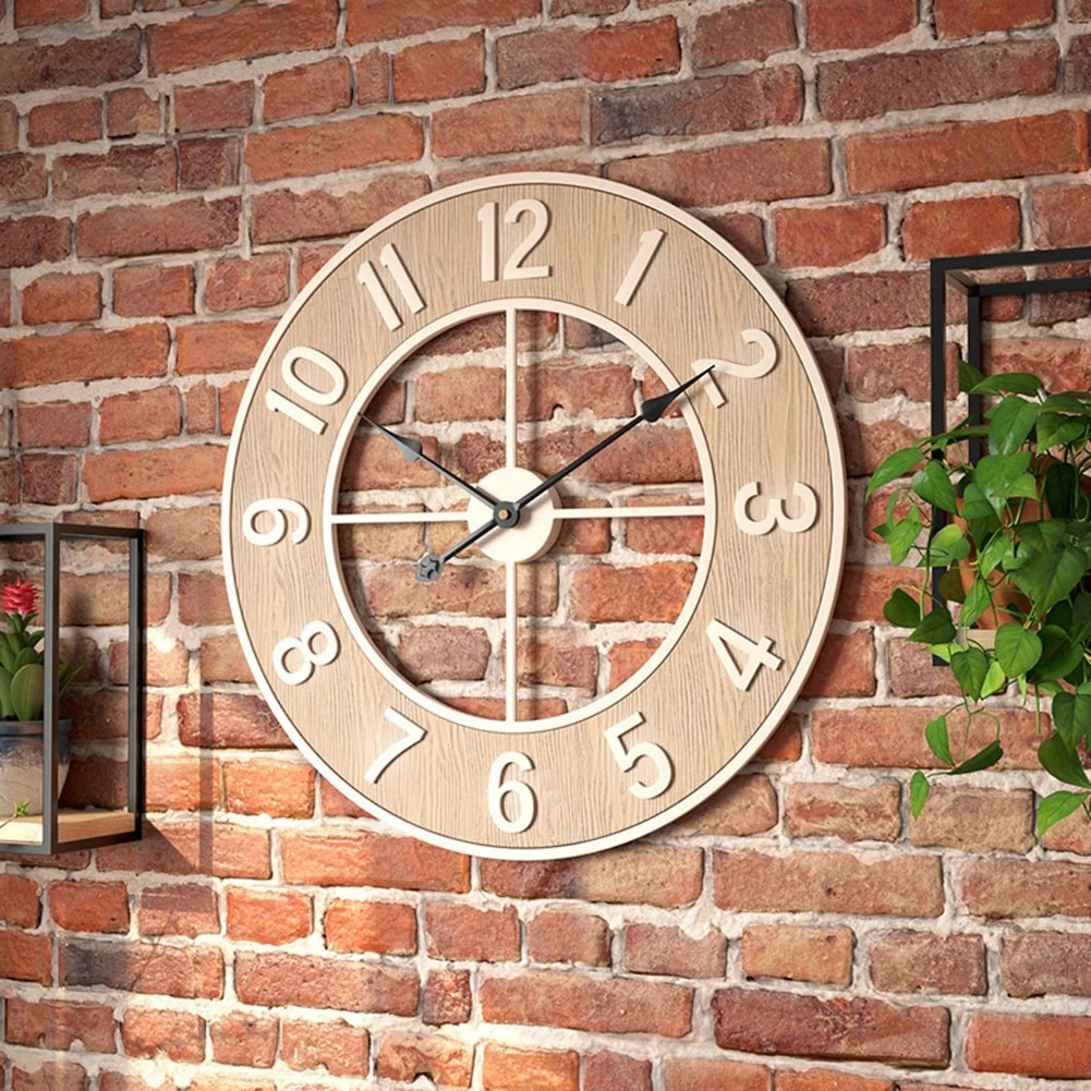 horloge murale silencieuse en grain de bois pour décoration intérieure - vue 7 sur 7