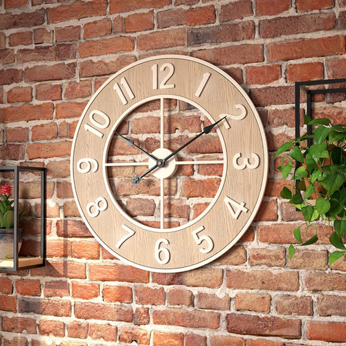 horloge murale silencieuse en grain de bois pour décoration intérieure - vue 7 sur 7