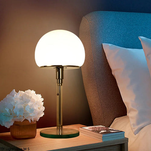 Wilhelm Wagenfeld Nordique Designer Bauhaus LED lampe de table design verre lampe de bureau chambre en acier inoxydable luminaires lampes de table - vue 3 sur 7