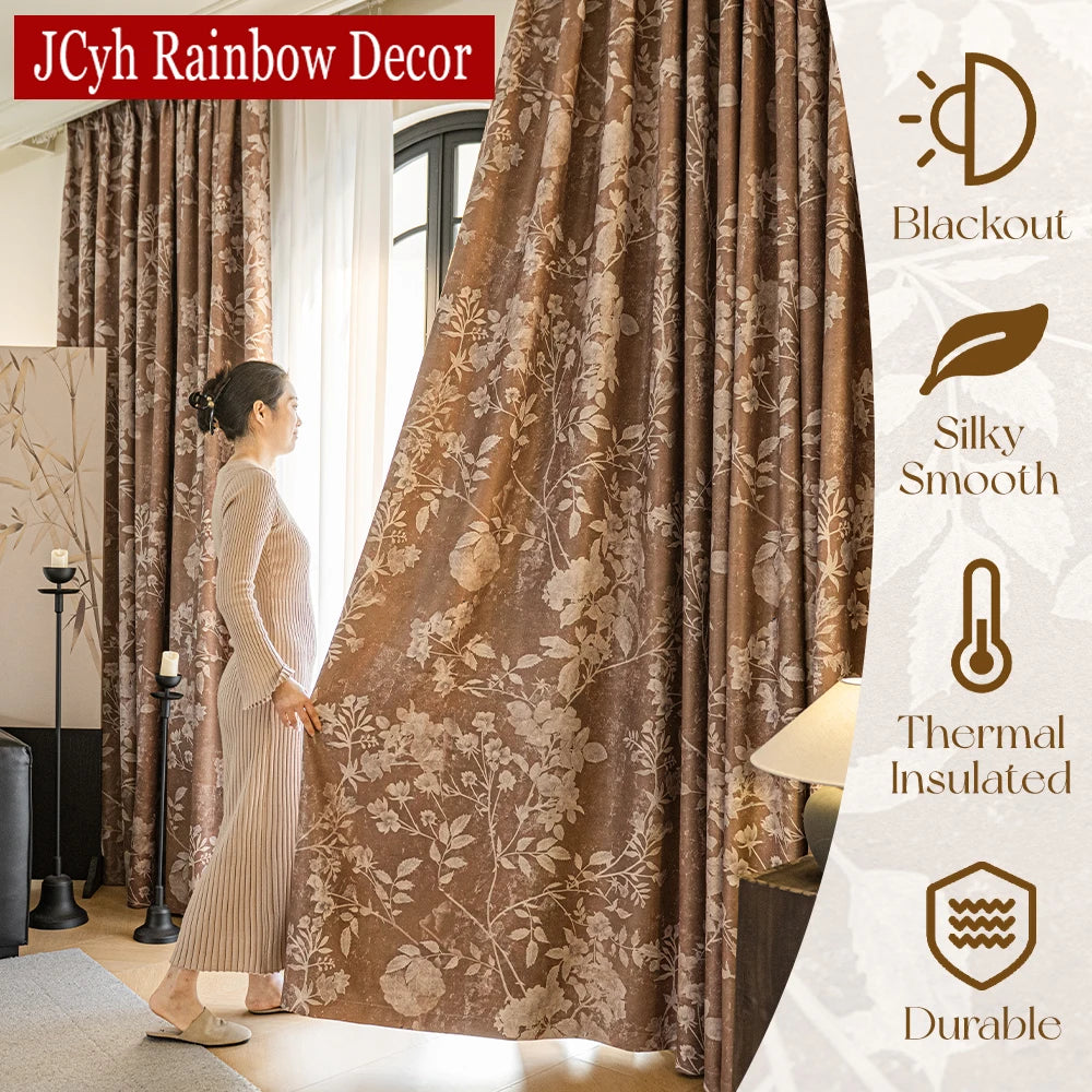 Rideau occultant motif plante style moderne salon chambre - vue 1 sur 8
