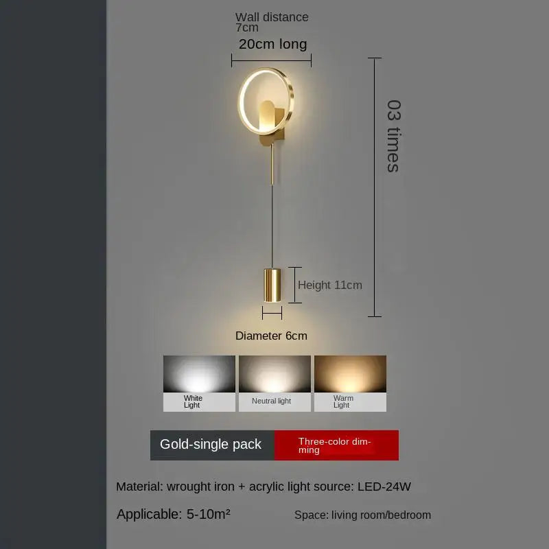 Nordic minimalist living room background wall light, modern creative corridor hallway light, bedroom bedside decorative light - vue 12 sur 13