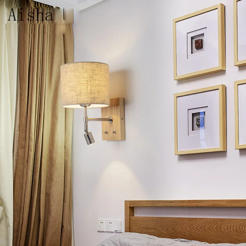 applique murale nordique en bois massif avec led décorative - vue 3 sur 10