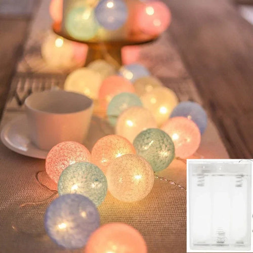 Cotton Ball Garland Lights String, Fairy Lights, Christmas, XmasHoliday Wedding Party, Baby Bed, Outdoor Decorations, 6m, 40 LED - vue 5 sur 16