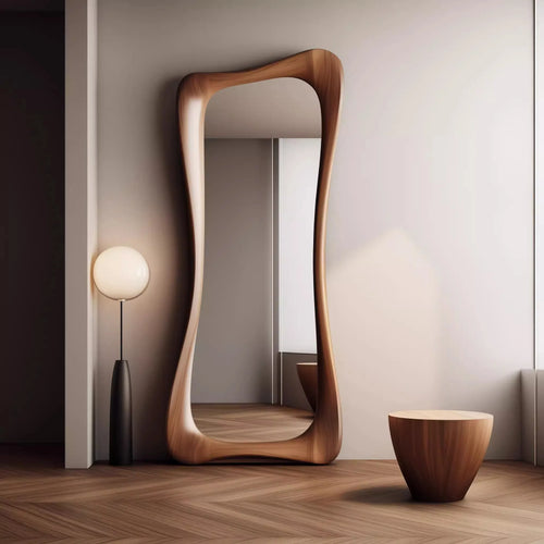 miroir décoratif français en bois de noyer style rétro luxe - vue 3 sur 5