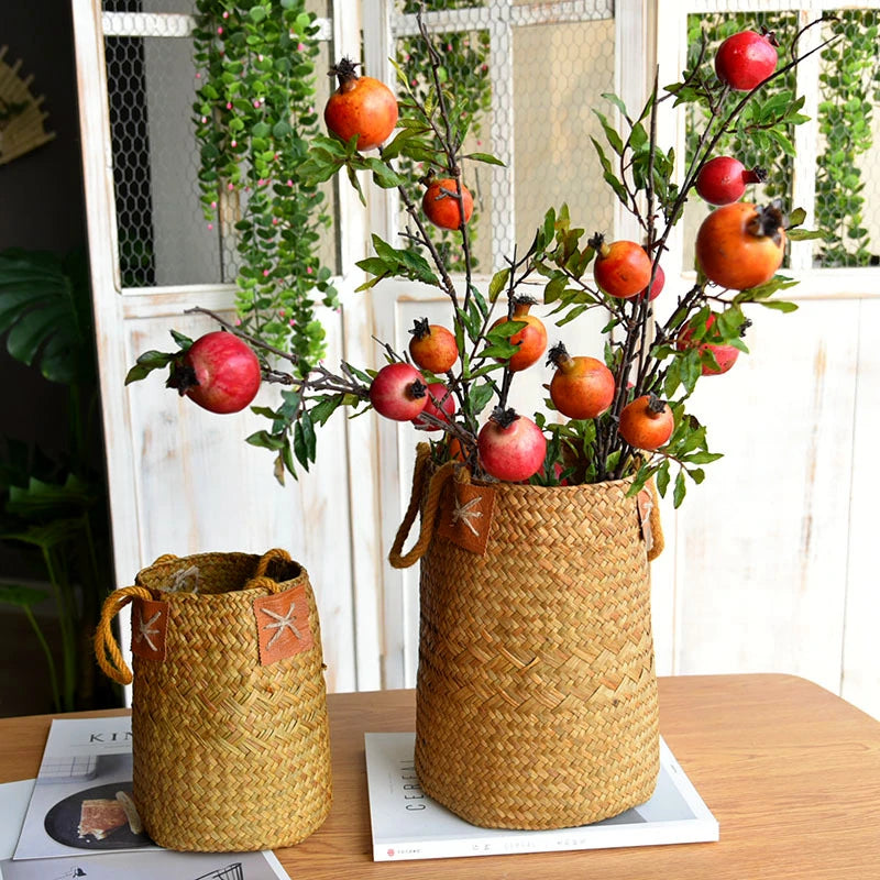 panier de rangement en jonc de mer naturel pour décorations variées - vue 2 sur 7