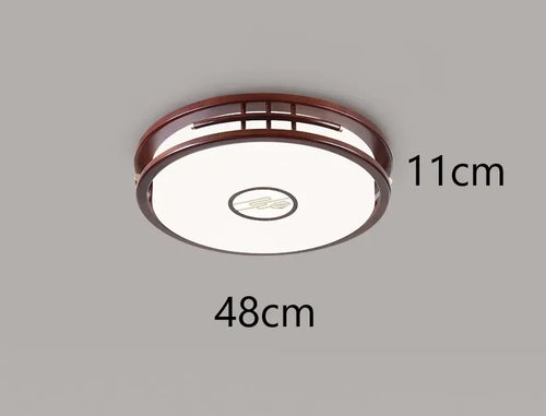 plafonnier moderne en bois massif style chinois avec lampe LED - vue 9 sur 10