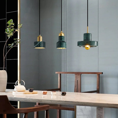 suspension nordique en marbre et cuivre design moderne - vue 6 sur 24