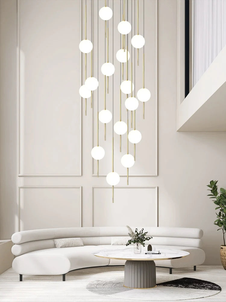 lustre moderne minimaliste creux duplex loft escalier colimaçon villa hôtel - vue 3 sur 14