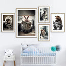 décoration murale humoristique animaux sur les toilettes