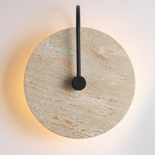 applique murale vintage en pierre naturelle ronde éclairage intérieur led - vue 3 sur 6